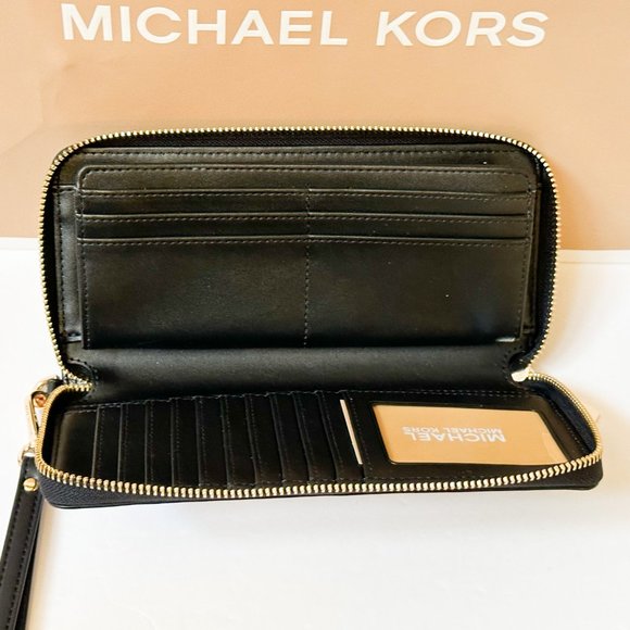 Michael Kors Jet Set Travel Continental Wallet Jacquard MK Black Multi - Picture 6 of 12